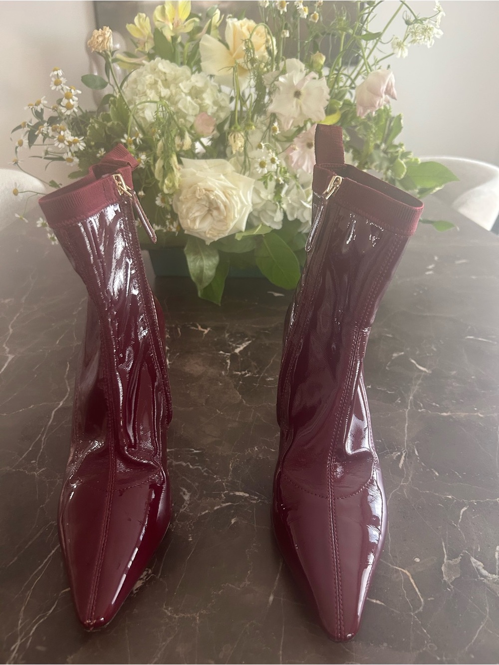 Kate Spade Down Under Stretch Patent Boots in Cordovan